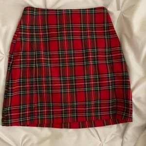 brandy melville red plaid cara skirt